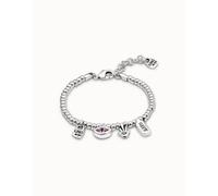 UNOde50 I'M Waiting 4 U Pink Pink Metal Faceted Crystal Bracelet - - Silver Plated