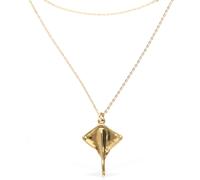 UNOde50 Metal Alloy 18K Gold Plated Double Short Chain Stingray Pendant - Alloy / 18k Gold Plated