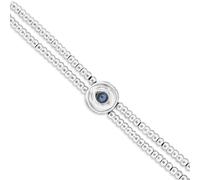 UNOde50 Metal Alloy Double Beaded Sterling Silver Eye Detail Blue Faceted Crystal Bracelet PUL2599AZUMTL0M - Sterling Silver Plated / Alloy