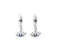 UNOde50 Metal Alloy Hoop Plated Sterling Silver Eye Detail Faceted Crystal Blue Hoop Earrings PEN1005AZUMTL - Sterling Silver Plated / Alloy