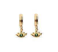 UNOde50 Metal Alloy Plated Gold 18K Eye Detail Faceted Crystal Green Hoop Earrings PEN1005VRDORO - Sterling Silver Plated / Alloy