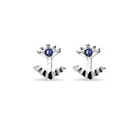 UNOde50 Metal Alloy Plated Sterling Silver Detachable Eyelashes A Blue Faceted Crystal Stud Earrings PEN1006AZUMTL - Sterling Silver Plated / Alloy