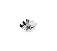 UNOde50 Metal Alloy Plated Sterling Silver Eye Green Emerald Crystal - Size 18 - Sterling Silver Plated / Alloy