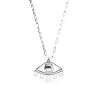 UNOde50 Metal Alloy Sterling Silver Big Eye Detail Long Necklace - Sterling Silver Plated / Alloy