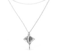 UNOde50 Metal Alloy Sterling Silver Plated Double Short Chain Stingray Pendant COL2043MTL000 - Sterling Silver Plated / Alloy