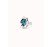 UNOde50 Sterling Silver Plated Faceted Crystal Blue Ring ANI0826AZOMTL - - Size 21 - Silver Plated / Crystal