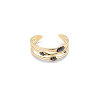 UNOde50 Sunshine 18k Gold-Plated Rigid Black Faceted Crystal Bangle