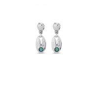 UNOde50 To You Silver Plated Link Green Faceted Crystal Earrings PEN0938VRDMTL