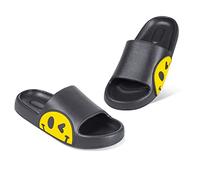 Unoesone Kids Sliders Summer Beach Slippers,EVA Open Toe Boys Girls Sliders,Bathroom Pool Shower Anti-Slip Shoes for Women and men Indoor Outdoor(Black,4/5 UK)