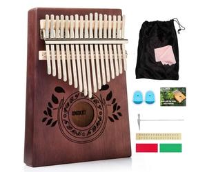 UNOKKI Kalimba 17 Key Thumb Piano | Premium, Lightweight & Durable Mahogany Marimba Mbira - Chocolate Brown | Anxiety & Stress Relief Instrument | Great Gift for Kids & Adults