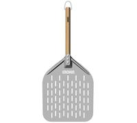 Unold Pizza Peel and Bread Baking Paddle 6881620 - Anodised Aluminium - 35cm Beech Wood Handle - Perforated/Slotted - 40x30cm (16"x12")