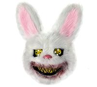 UNOLIGA Scary Halloween Bunny Mask - Creepy Furry Rabbit Face Mask for Adults Kids, Horror Face Mask for Carnival Party Costume Cosplay Masquerade