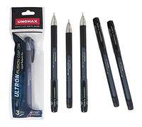 UNOMAX ULTRON 3X Jet Ink Ballpoint Pens, 5 x 0.7mm Fine Point, BLACK, Fusion Grip, 3 Times Writing Length, Every-Day Pens, 1 x ZOFAX Ball BLACK Pen
