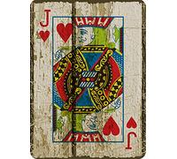 Unoopler Eveokoki Metal Sign 8 x 12inches - Jack of Hearts Poker Man Cave Vintage Look Tin Sign Wall Decoration Bar Cafe Home Decor Plaque