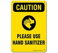Unoopler Metal Signs Please Use Hand Santizer Warning Sign | Indoor/Outdoor | 12 x 16 inch Tin Sign Vintage Look