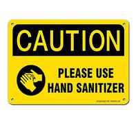 Unoopler Metal Signs Please Use Hand Santizer Warning Sign | Indoor/Outdoor | 8 x 12 inch Tin Sign Vintage Look