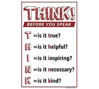 Unoopler Metal Signs Think Before You Speak, Motivational Sign | Indoor/Outdoor | 8 x 12 inch Tin Sign Vintage Look