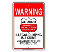 Unoopler Warning Illegal Dumping is A Crime Violators Will Be Prosecuted Ticket Trash Private Property Fine Fee Warning Notice Tin Sign 8x12 inch; Sign