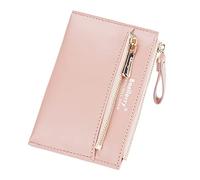 UnoSheng Fashion Trifold Small Wallet PU Leather Women Wallet Purse Card Wallet Shoulder Strap Black (Pink, One Size)