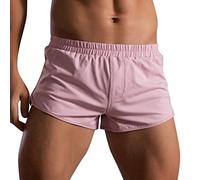 UnoSheng Men's Boxer Shorts Summer Solid Colour Cotton Trousers Elastic Band Quick Dry Occasions Sports Running Straight Pants Underwear Boxer Shorts Men Gay, pink, M