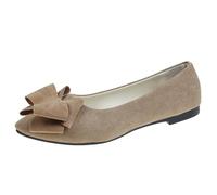 UnoSheng Outdoor Shoes Women's Waterproof Winter Lightweight Suede Pointed Shallow Mouth Soft Bottom Bow Single Shoes Daily Dating Commuting Large Size Ballet Shoes Flat Shoes Oriental, khaki, 7 UK