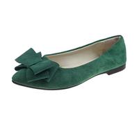 UnoSheng Outdoor Shoes Women's Waterproof Winter Lightweight Suede Pointed Shallow Mouth Soft Bottom Bow Single Shoes Daily Dating Commuting Large Size Ballet Shoes Flat Shoes Oriental, Green, 4 UK