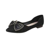 UnoSheng Shoes Women's Platform Pumps and Autumn Style Lightweight Pointed Shallow Mouth Soft Bottom Bow Single Shoes Daily Dating Commuting Boat Shoes Large Size Ballet Shoes Flat Shoes C 85, black