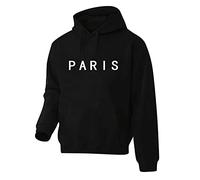 UnoSheng üBergangsjacke Men's Hooded Autumn Hoodie Men Black Paris Letter Print Hoodie Oversize Streetwear Hip Hop Sweatshirt Long Sleeve Sports Shirt Lightweight Breathable College Jacket, black, XXL