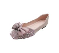 UnoSheng Wander Shoes Women's 39 and Autumn Style Lightweight Square Toe Shallow Mouth Soft Bottom Bow Single Shoes Daily Dating Commuting Boat Shoes Large Size Ballet Shoes Flat Shoes, pink, 2/2.5 UK