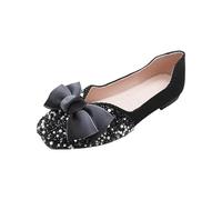 UnoSheng Wander Shoes Women's 39 and Autumn Style Lightweight Square Toe Shallow Mouth Soft Bottom Bow Single Shoes Daily Dating Commuting Boat Shoes Large Size Ballet Shoes Flat Shoes, black, 10 UK