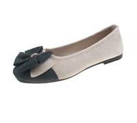 UnoSheng White Shoes Women's Heel Summer and Autumn Lightweight Suede Round Toe Shallow Mouth Soft Bottom Bow Single Shoes Daily Dating Commuting Large Size Ballet Shoes Flat Shoes, navy, 6 UK
