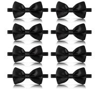 Unoutur 8 Pieces Black Bow Tie for Men, Pre-tied Men's Bow Ties Adjustable Satin Bow Tie for any Age, Black, Middle