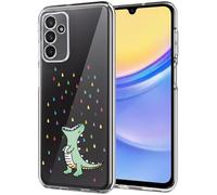 Unov Case Compatible with Galaxy A15 Case Clear with Design Soft TPU Shock Absorption Slim Embossed Pattern Protective 6.5 inch (Rainbow Dinosaur)