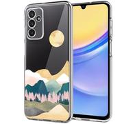 Unov Case Compatible with Galaxy A15 Case Clear with Design Soft TPU Shock Absorption Slim Embossed Pattern Protective 6.5 inch (Serria Mountains)