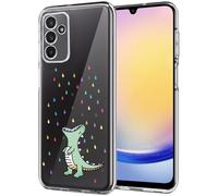 Unov Case Compatible with Galaxy A25 Case Clear with Design Soft TPU Shock Absorption Slim Embossed Pattern Protective 6.5 inch (Rainbow Dinosaur)