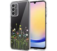 Unov Case Compatible with Galaxy A25 Case Clear with Design Soft TPU Shock Absorption Slim Embossed Pattern Protective 6.5 inch (Flower Bouquet)