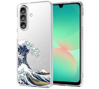 Unov Case Compatible with Galaxy A26 / Galaxy A17 Clear with Design Soft TPU Shock Absorption Slim Embossed Pattern Protective (Great Wave)