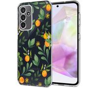 Unov Case Compatible with Galaxy A35 5G Case Clear with Citrus Flavors Orange Flower Girly Design Soft TPU Shock Absorption Slim Embossed Pattern Protective Back Cover