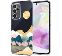 Unov Case Compatible with Galaxy A35 5G Case Clear with Design Soft TPU Shock Absorption Slim Embossed Pattern Protective 6.6 inches (Serria Mountains)