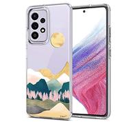 Unov Case Compatible with Galaxy A53 5G Case Clear with Design Soft TPU Shock Absorption Slim Embossed Pattern Protective 6.5 inch (Serria Mountains)