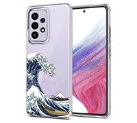 Unov Case Compatible with Galaxy A53 5G Case Clear with Design Soft TPU Shock Absorption Slim Embossed Pattern Protective 6.5 inch (Great Wave)
