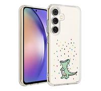 Unov Case Compatible with Galaxy A54 5G Case Clear with Design Soft TPU Shock Absorption Slim Embossed Pattern Protective 6.4 inch (Rainbow Dinosaur)