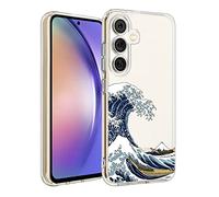 Unov Case Compatible with Galaxy A54 5G Case Clear with Design Soft TPU Shock Absorption Slim Embossed Pattern Protective 6.4 inch (Great Wave)