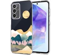 Unov Case Compatible with Samsung Galaxy A55 5G Case Clear with Design Soft TPU Shock Absorption Slim Embossed Pattern Protective 6.6 inches (Serria Mountains)