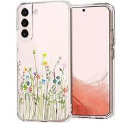Unov Case Compatible with Galaxy S22 Plus Case Clear with Design Soft TPU Shock Absorption Slim Embossed Pattern Protective 6.6 inch (Flower Bouquet)