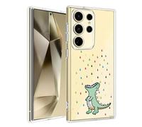 Unov Case Compatible with Galaxy S24 Ultra Case Clear with Design Soft TPU Shock Absorption Slim Embossed Pattern Protective 6.8 inch (Rainbow Dinosaur)