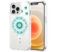 Unov Case Compatible with iPhone 15 Pro Case Magnetic Clear with Design Compatible with MagSafe Slim Protective Soft TPU Bumper with Hard PC Back Embossed Pattern (Mint Mandala)