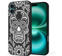 Unov Case Compatible with iPhone 16 (2024) 5G Case with Design Soft TPU Shock Absorption Slim Embossed Pattern Protective (SKULL)