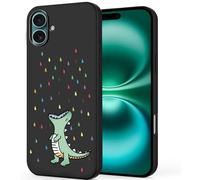 Unov Case Compatible with iPhone 16 Plus (2024) 5G Case with Design Soft TPU Shock Absorption Slim Embossed Pattern Protective (Rainbow Dinosaur)