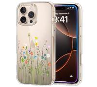 Unov Case Compatible with iPhone 16 Pro Max Case Clear with Design Embossed Floral Pattern Soft TPU Bumper Slim Protective (Flower Bouquet)